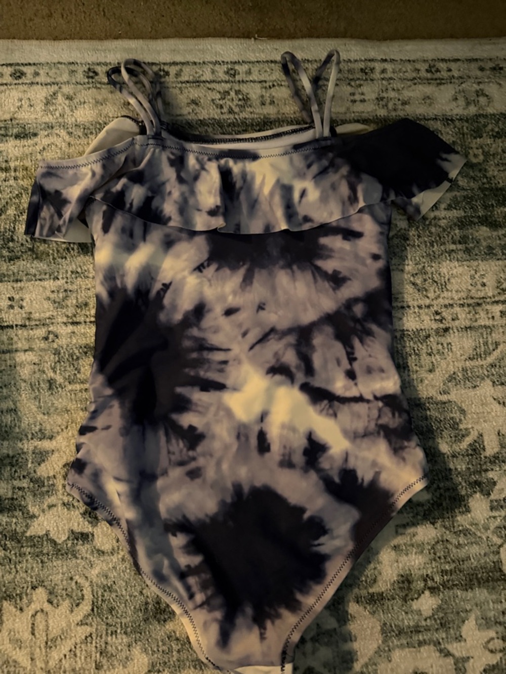 Kids Tie-Dye One-Piece Swimsuit with Ruffle